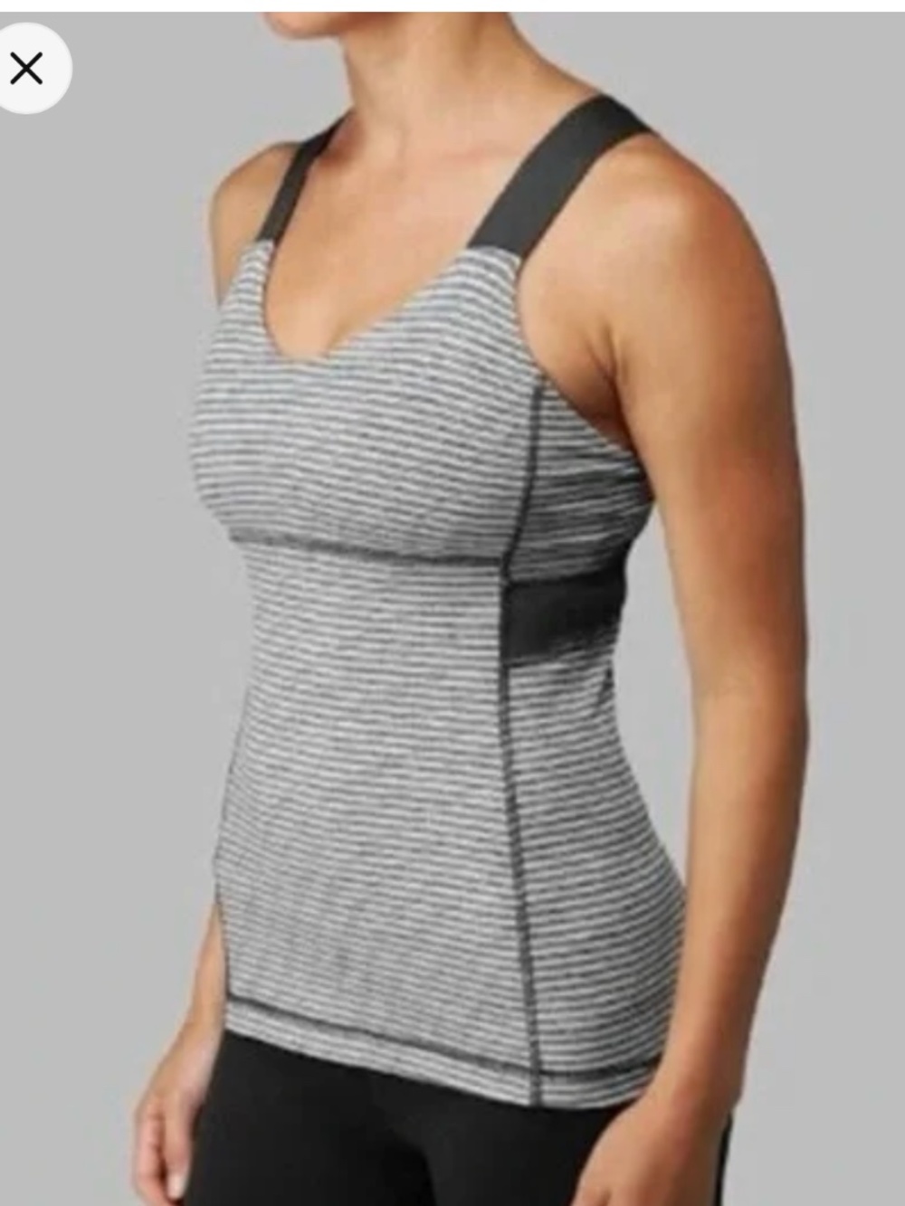 Lululemon Energy Tank Top Gray Grey Striped Criss Cross Back Size 8